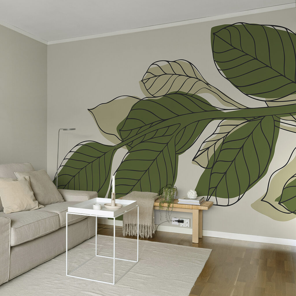 Zöld leveles növény fekete vonalakkal Zöld leveles növény fekete vonalakkal