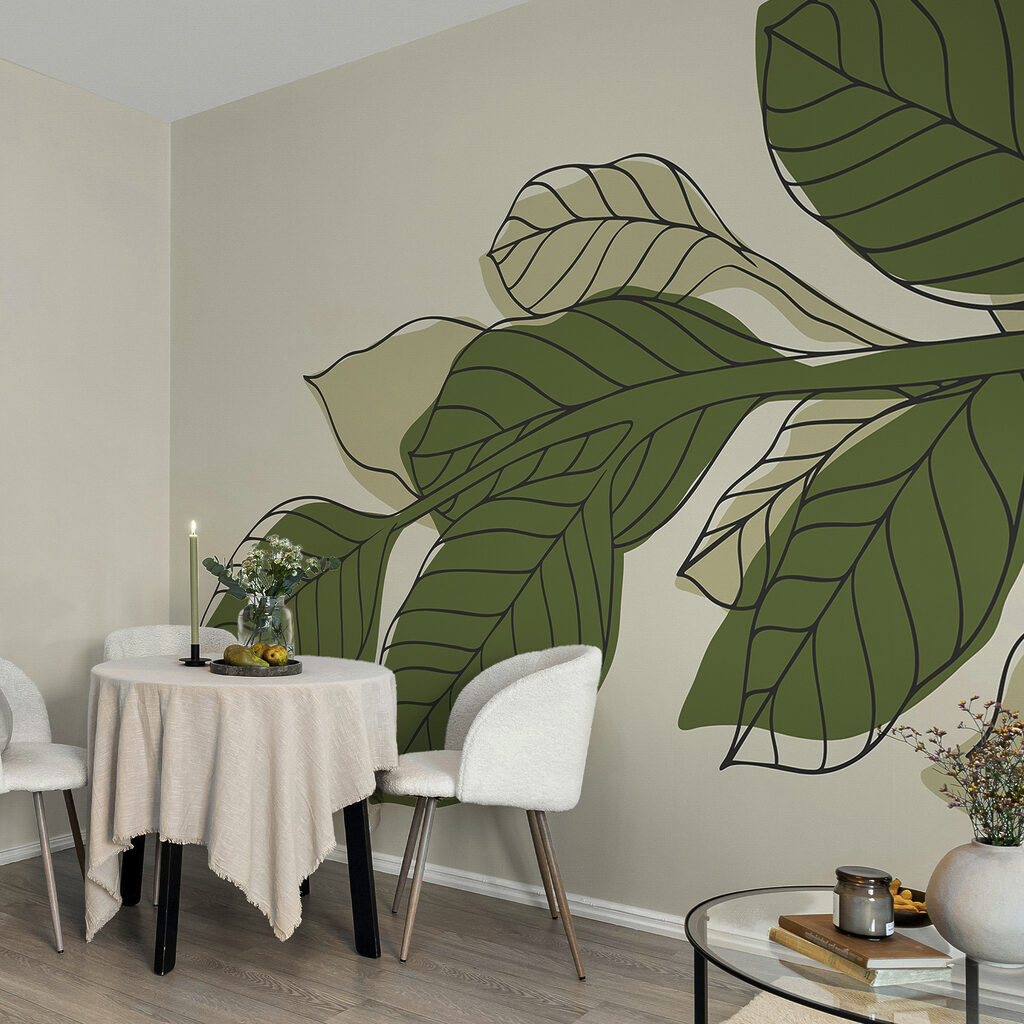 Zöld leveles növény fekete vonalakkal Zöld leveles növény fekete vonalakkal