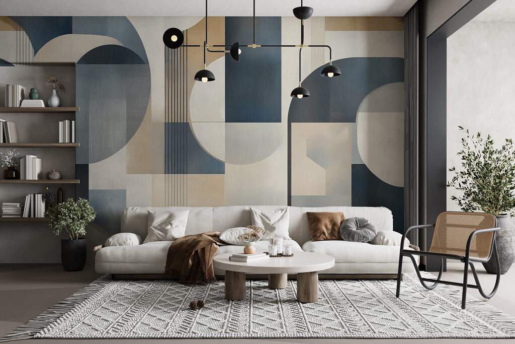 Színes műalkotás ívelt formákkal