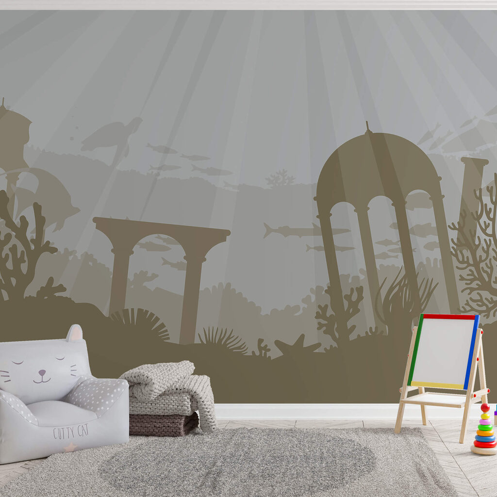 Egy épület sziluettje víz alatt Egy épület sziluettje víz alatt