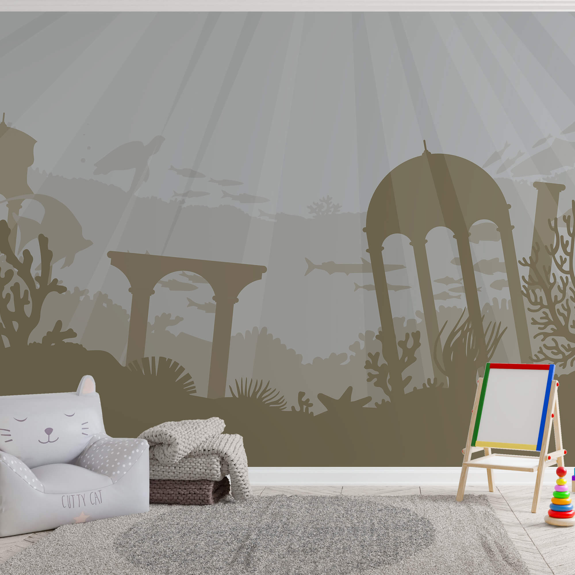 Egy épület sziluettje víz alatt Egy épület sziluettje víz alatt