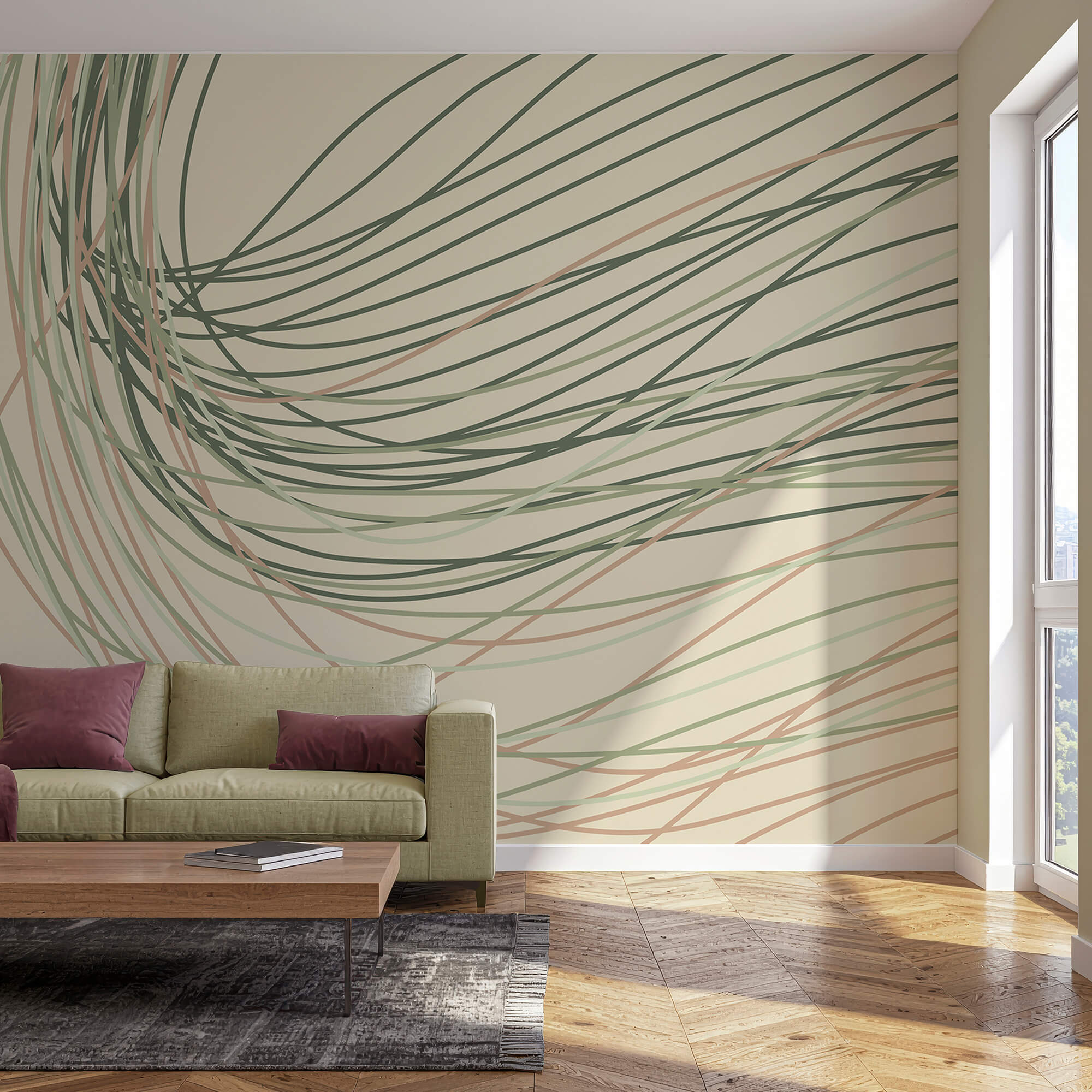 Áradó vonalak lágy pasztellszínekben