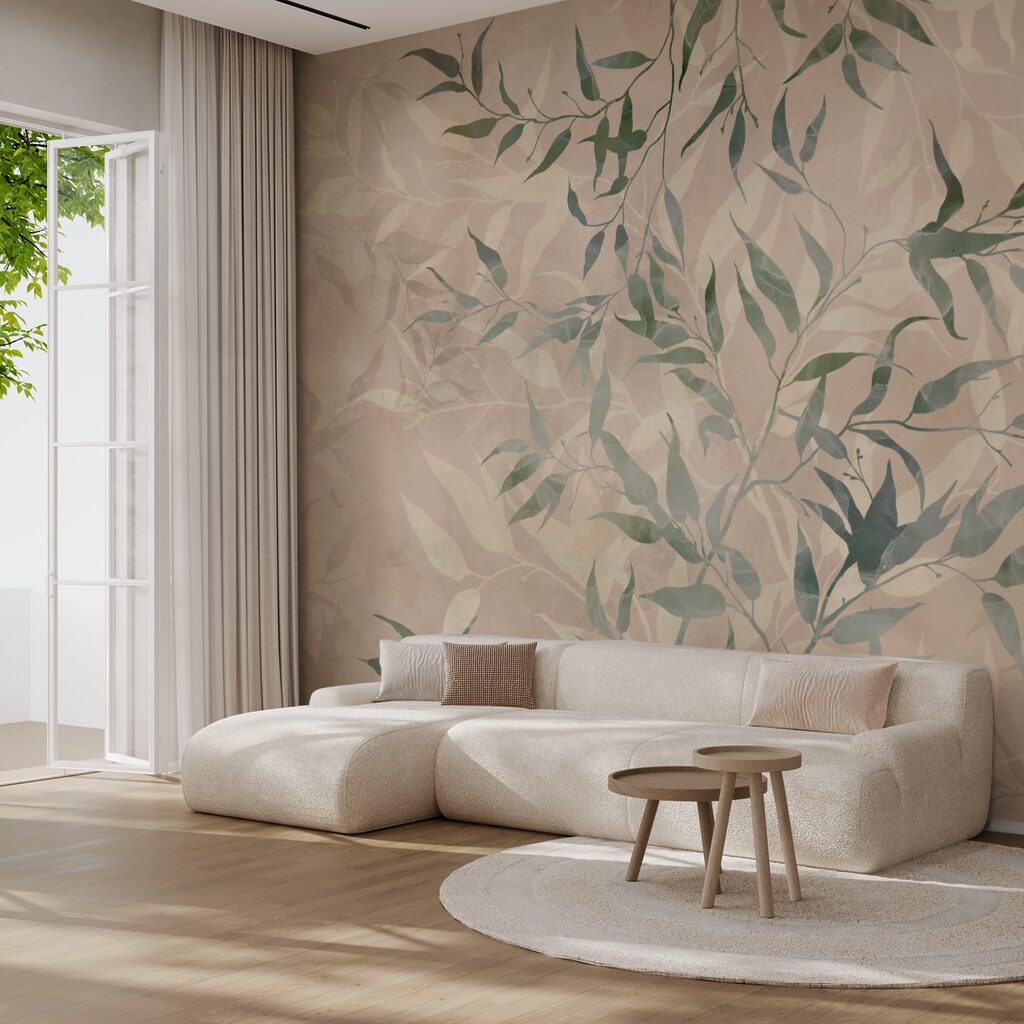 Mintás levelek bézs háttéren Mintás levelek bézs háttéren