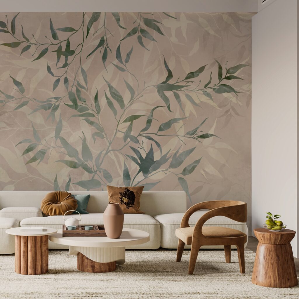 Mintás levelek bézs háttéren Mintás levelek bézs háttéren