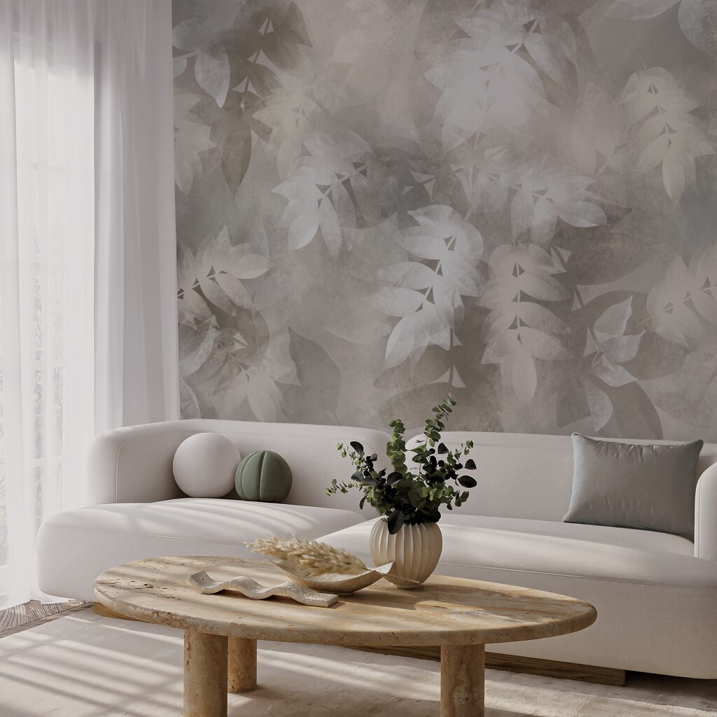 Szürke és fehér háttér levelekkel