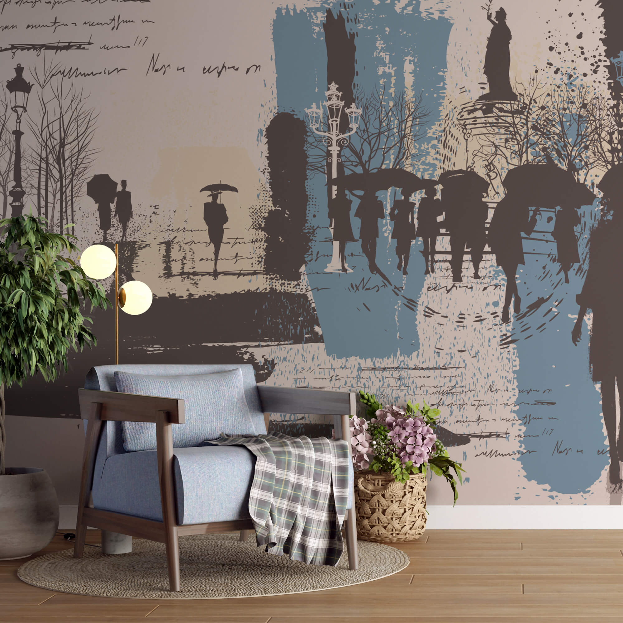 Emberek csoportja sétál esernyőkkel