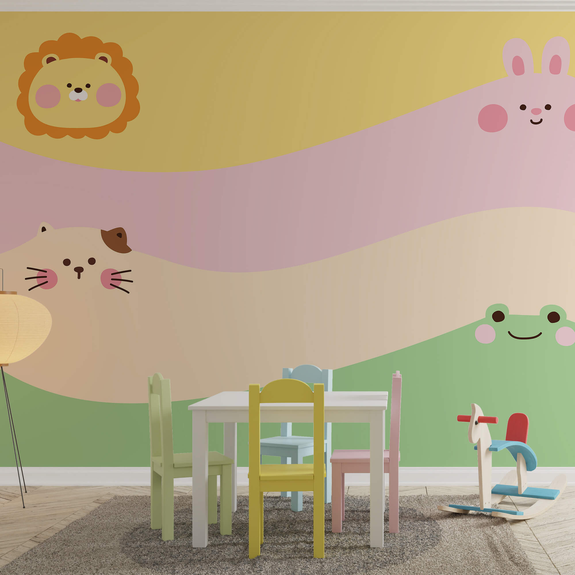 Állatcsoport egy oroszlánnal és egy oroszlánnal