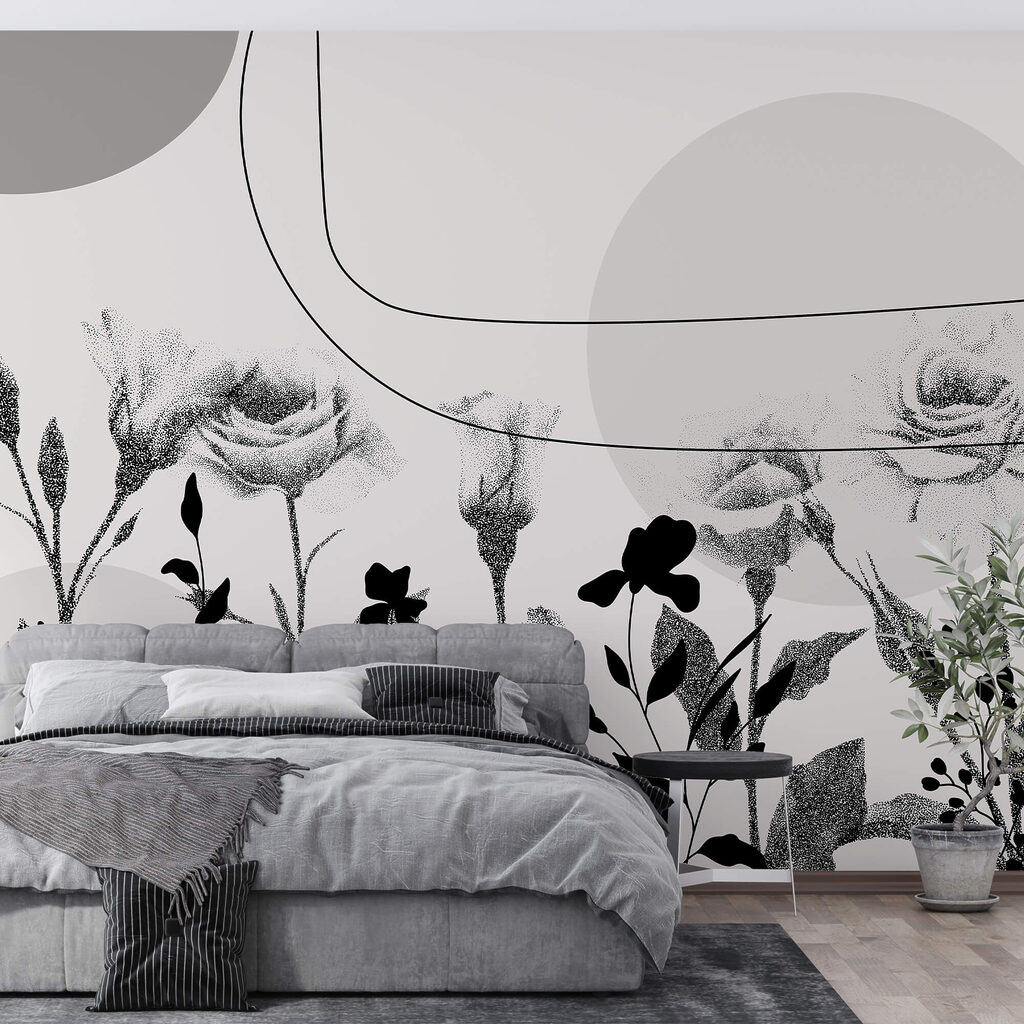 Fekete-fehér kép a virágokról