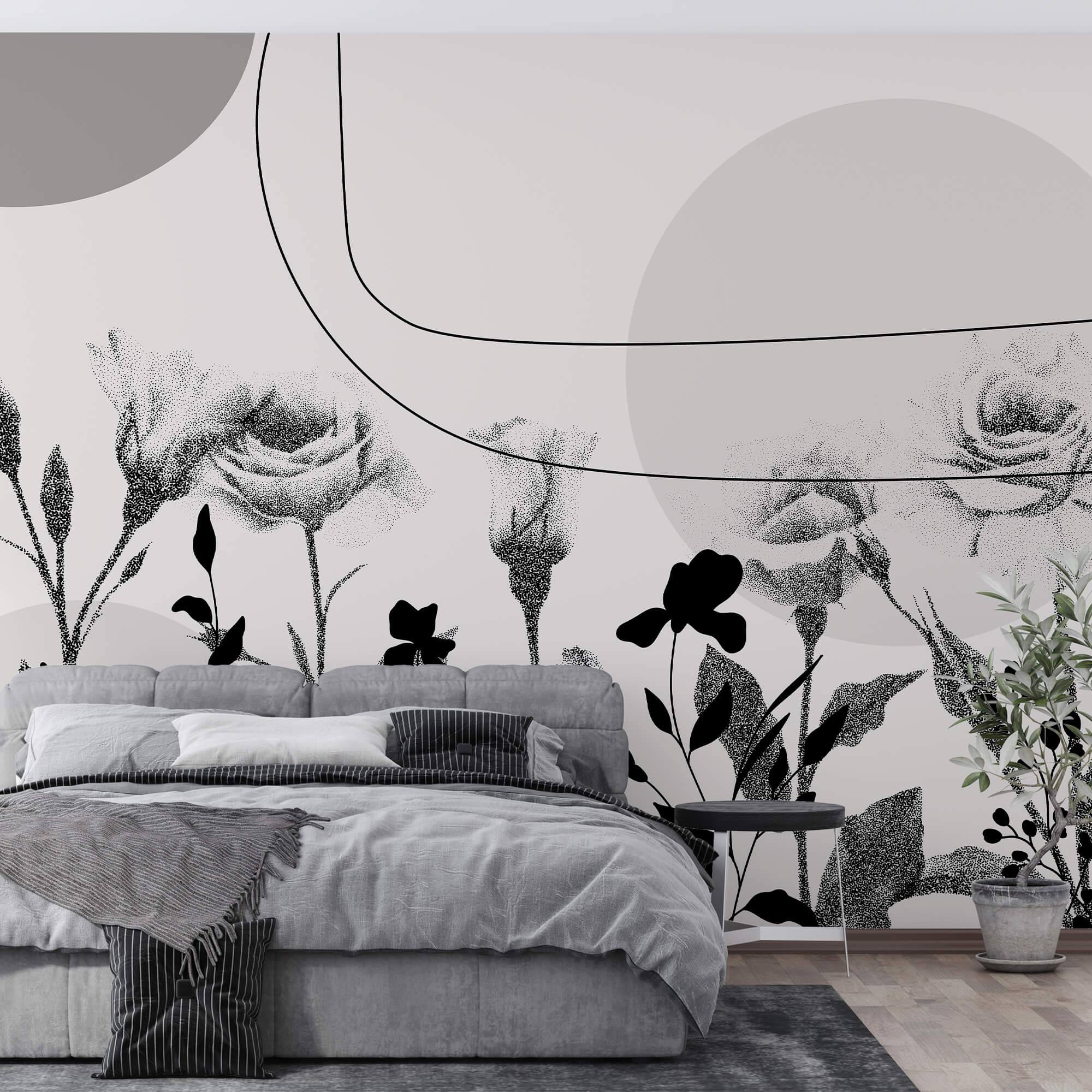 Fekete-fehér kép a virágokról