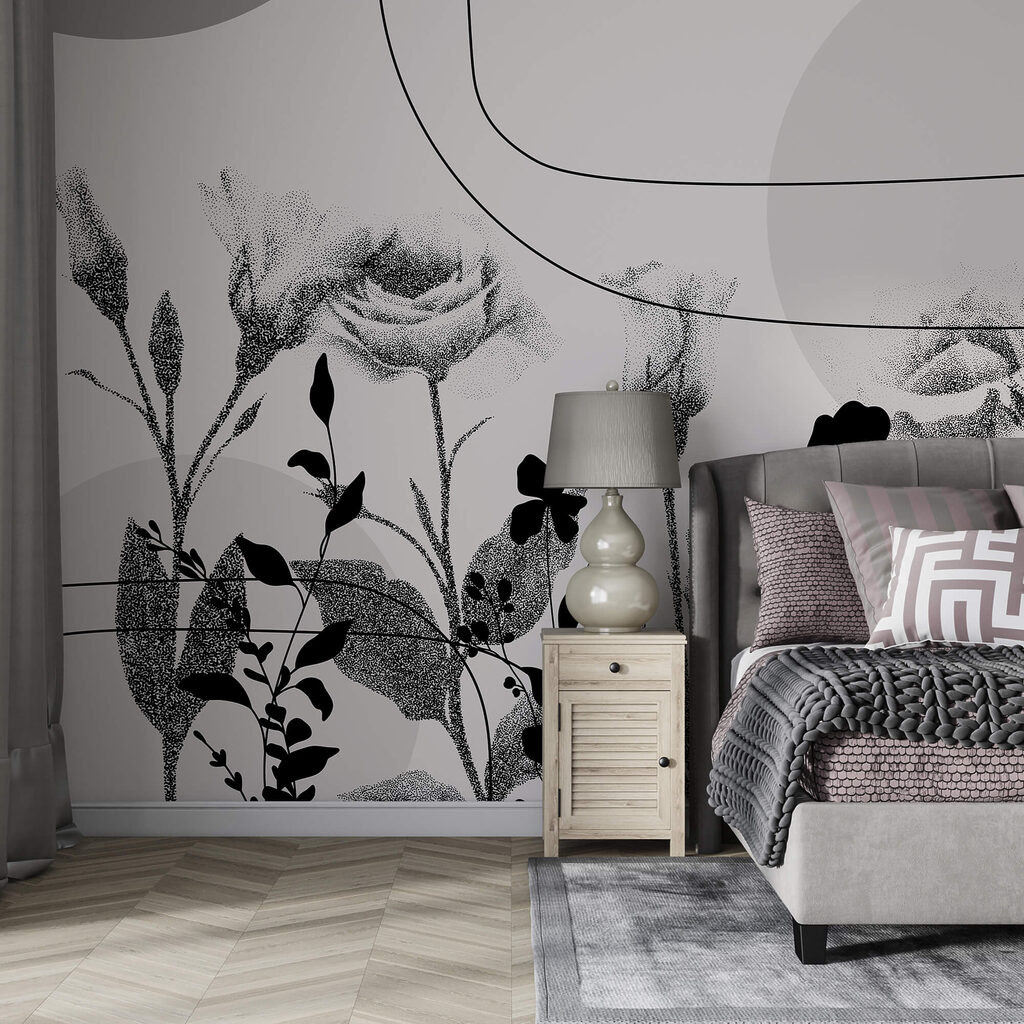 Fekete-fehér kép a virágokról