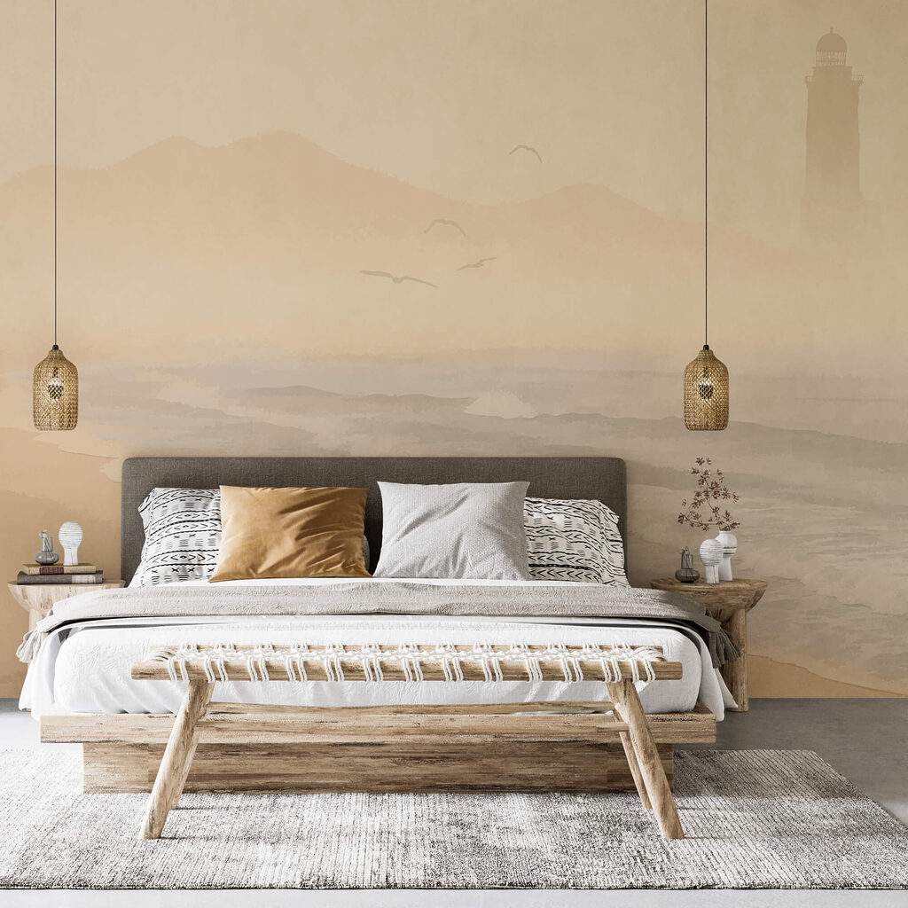 Hullámos tengerpart és madarak