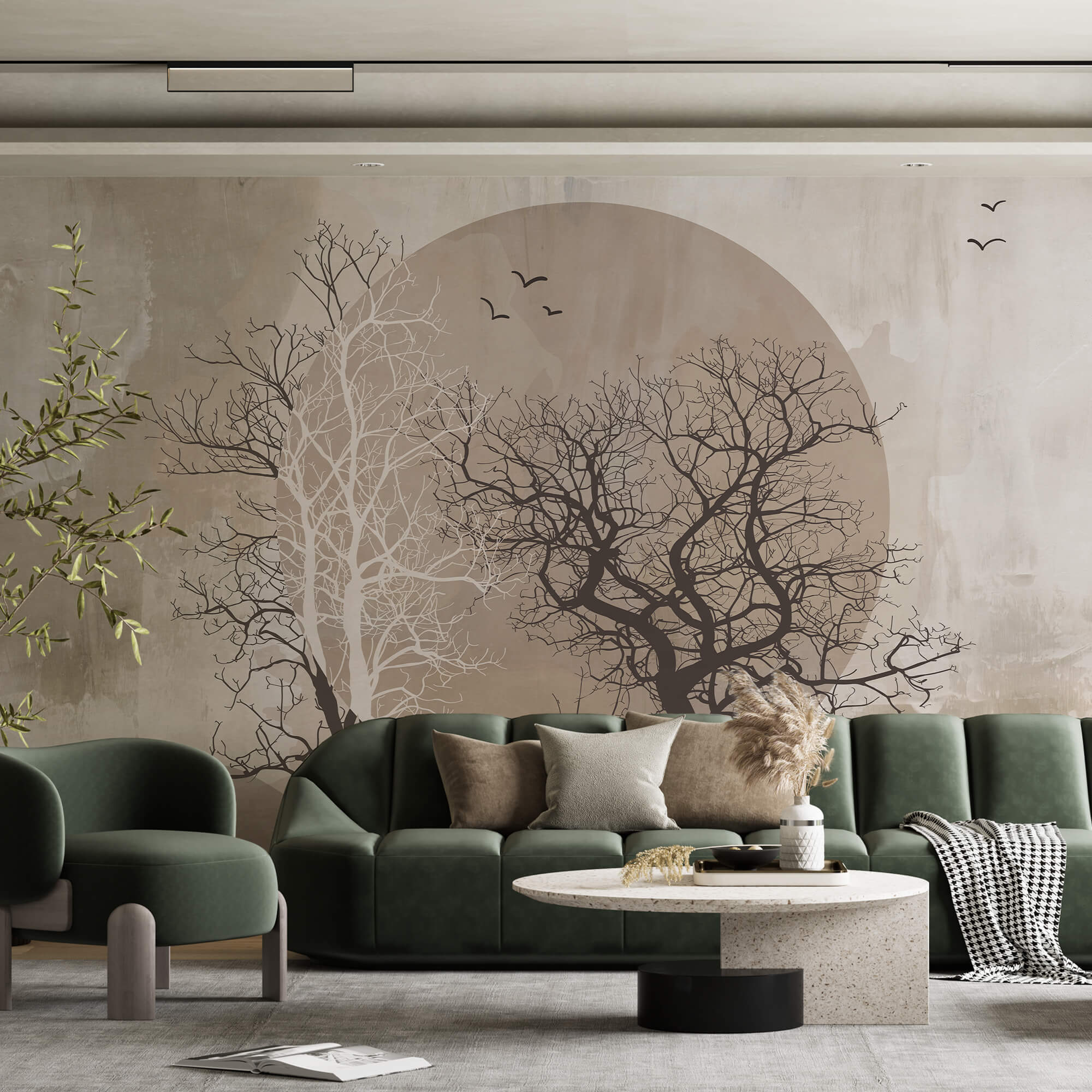 Fák és a nap festménye