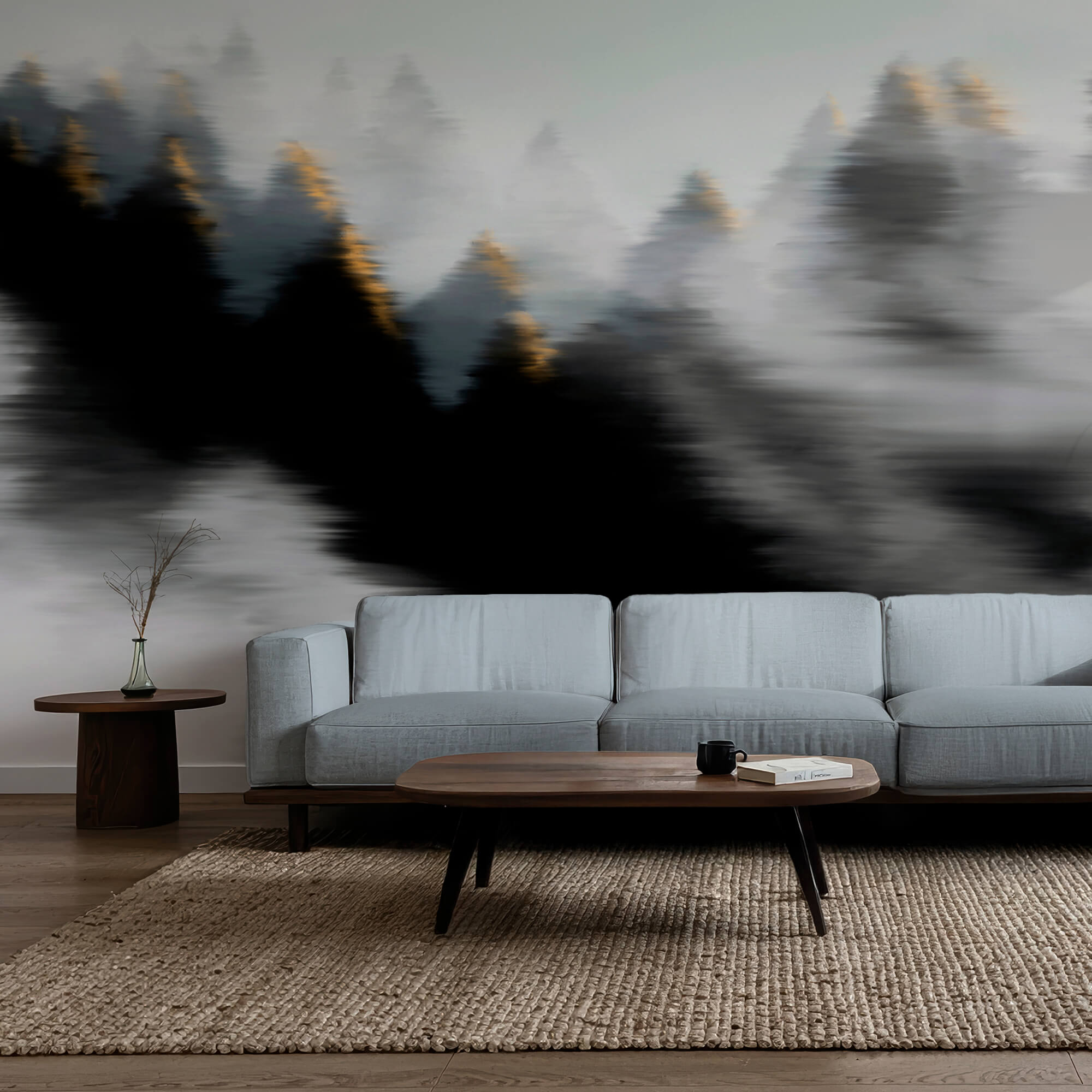 Ködös erdő fákkal Ködös erdő fákkal