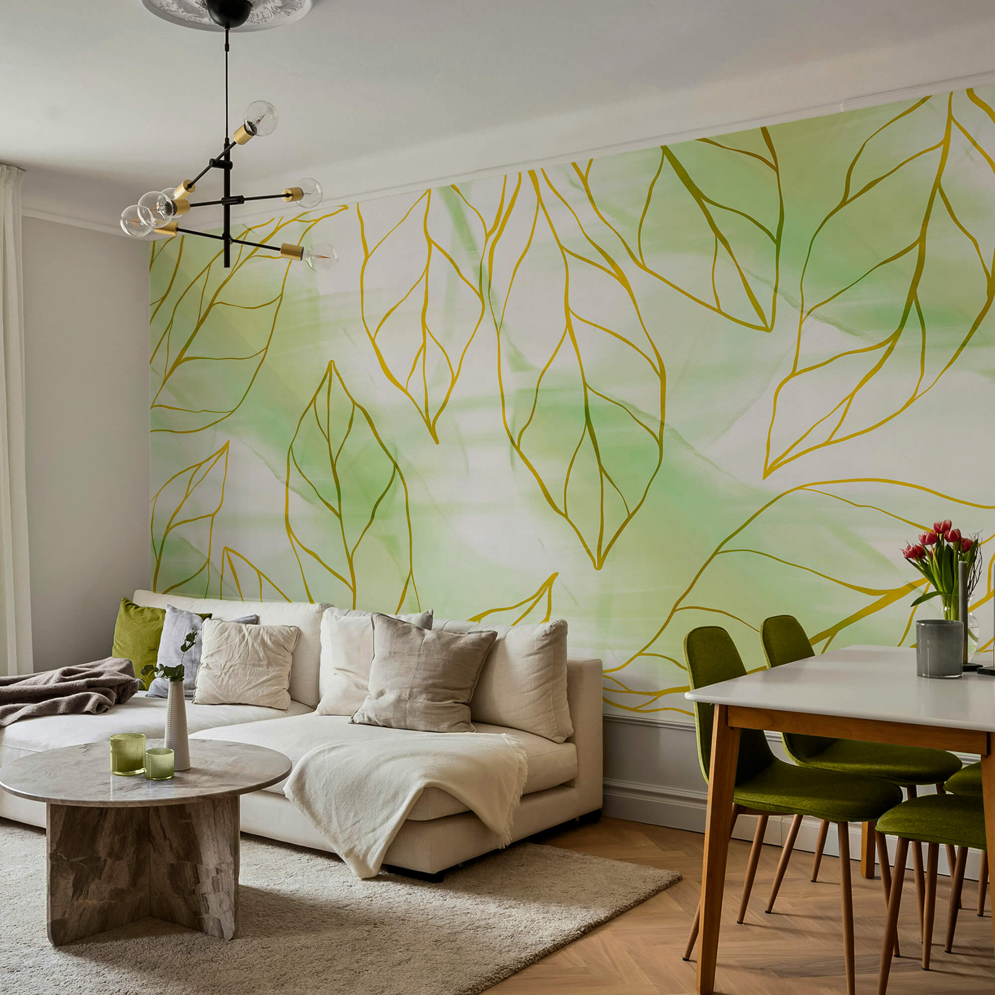 Levelek mintázata fehér felületen