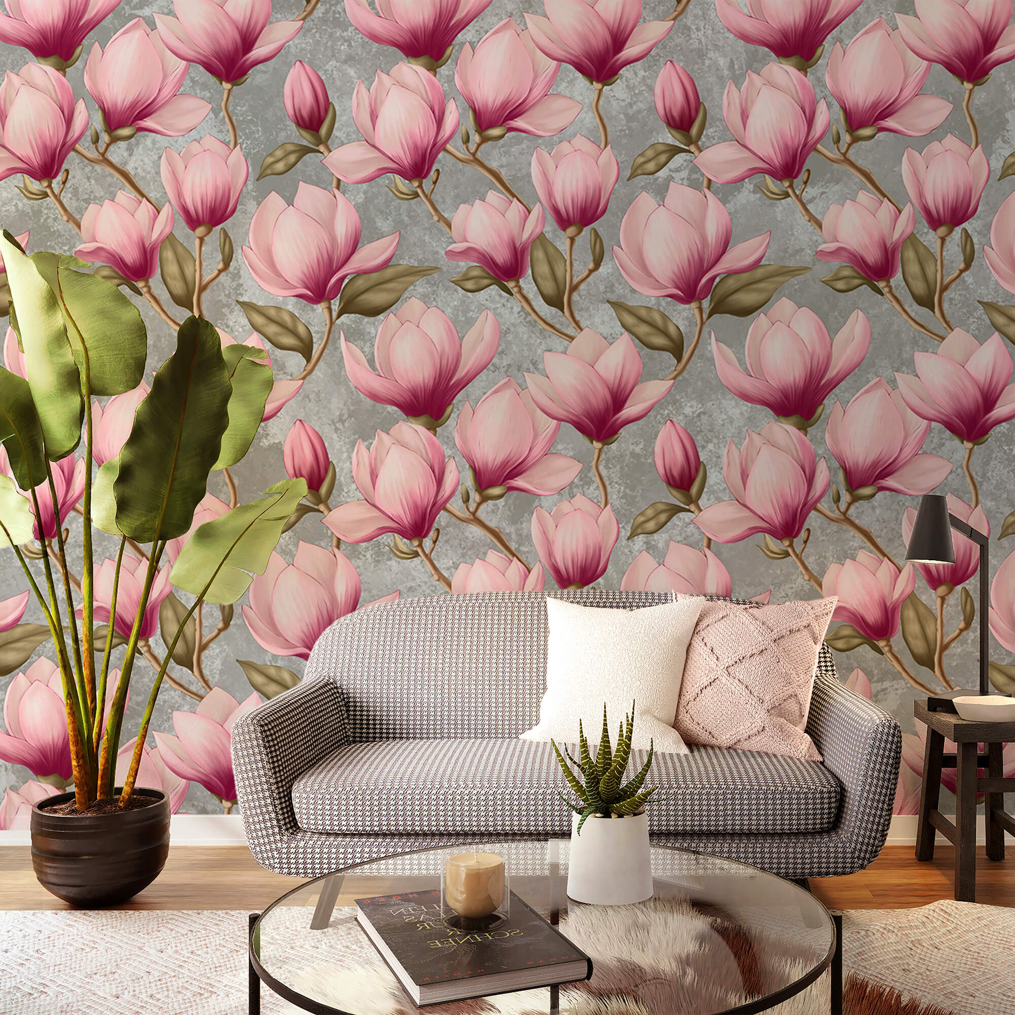 Mintás rózsaszín virágok