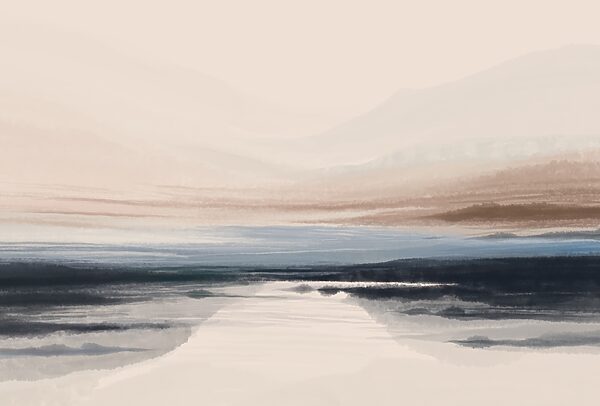 Watercolor painting of a lake Watercolor painting of a lake