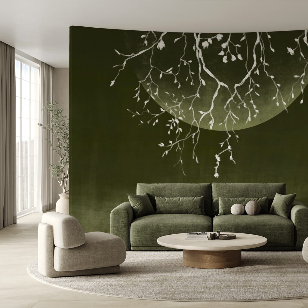 Faágak levelekkel és holddal