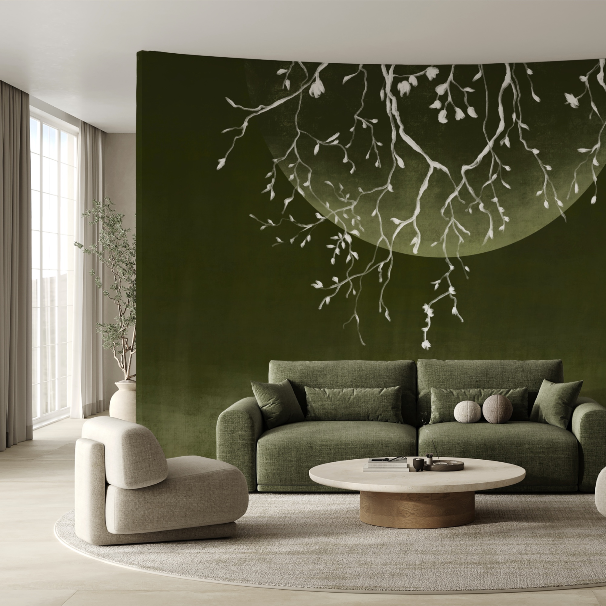 Faágak levelekkel és holddal