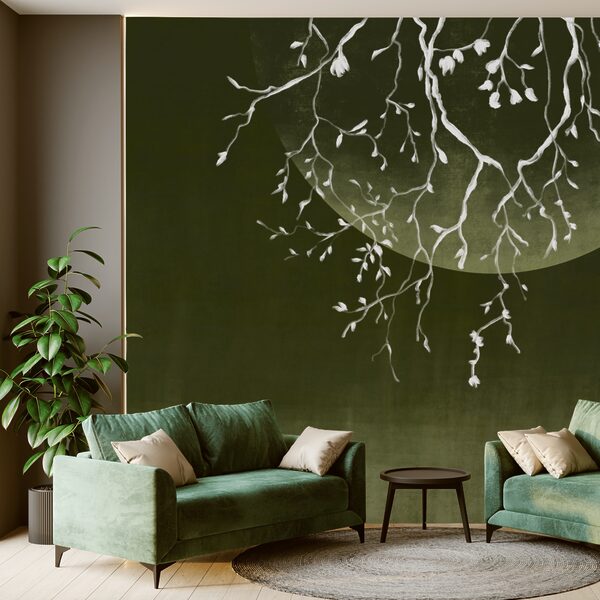 Faágak levelekkel és holddal