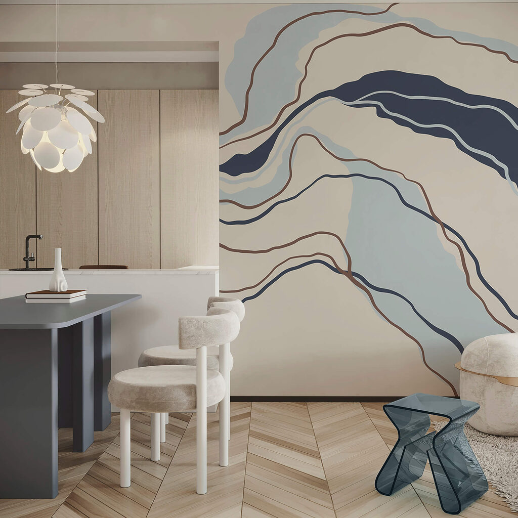 Áramló vonalak nyugodt árnyalatokban