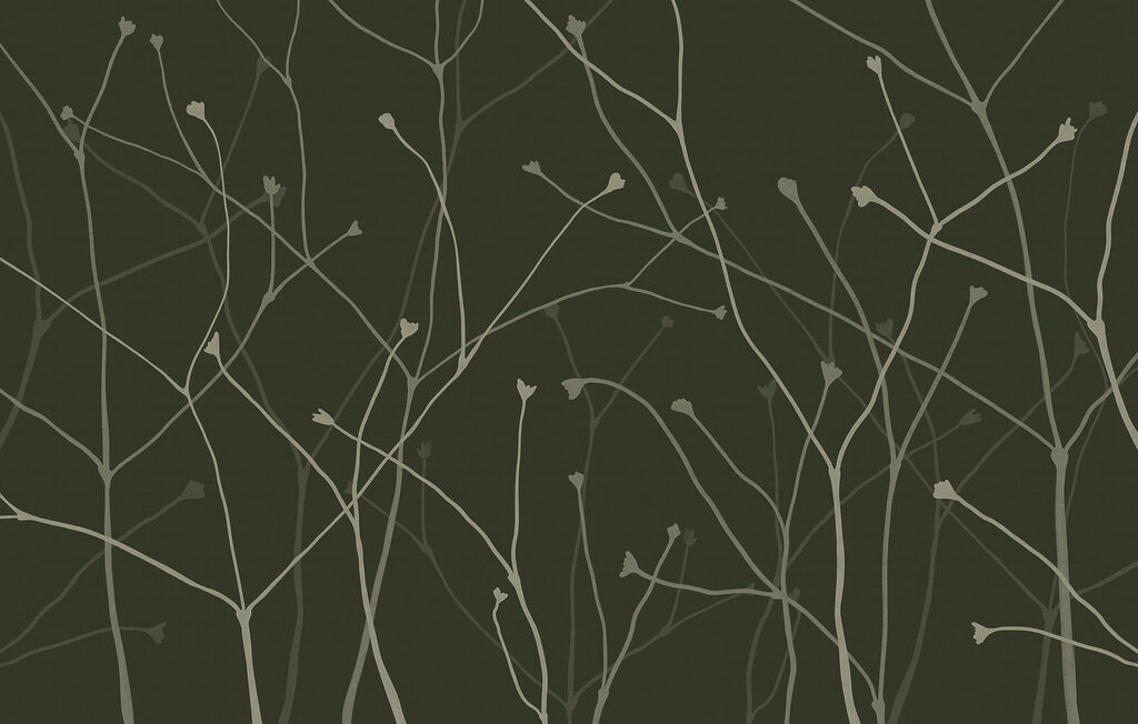 Delicate branches on a dark backdrop