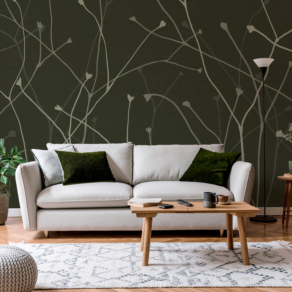 Finom ágak sötét háttér előtt