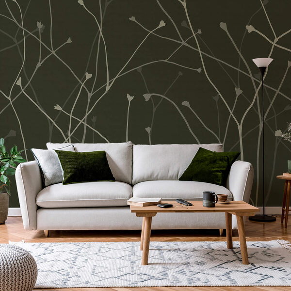 Finom ágak sötét háttér előtt