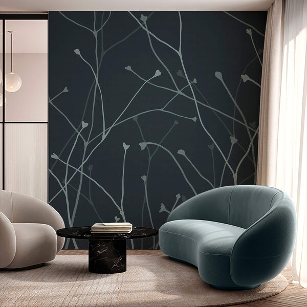 Finom ágak sötét háttér előtt