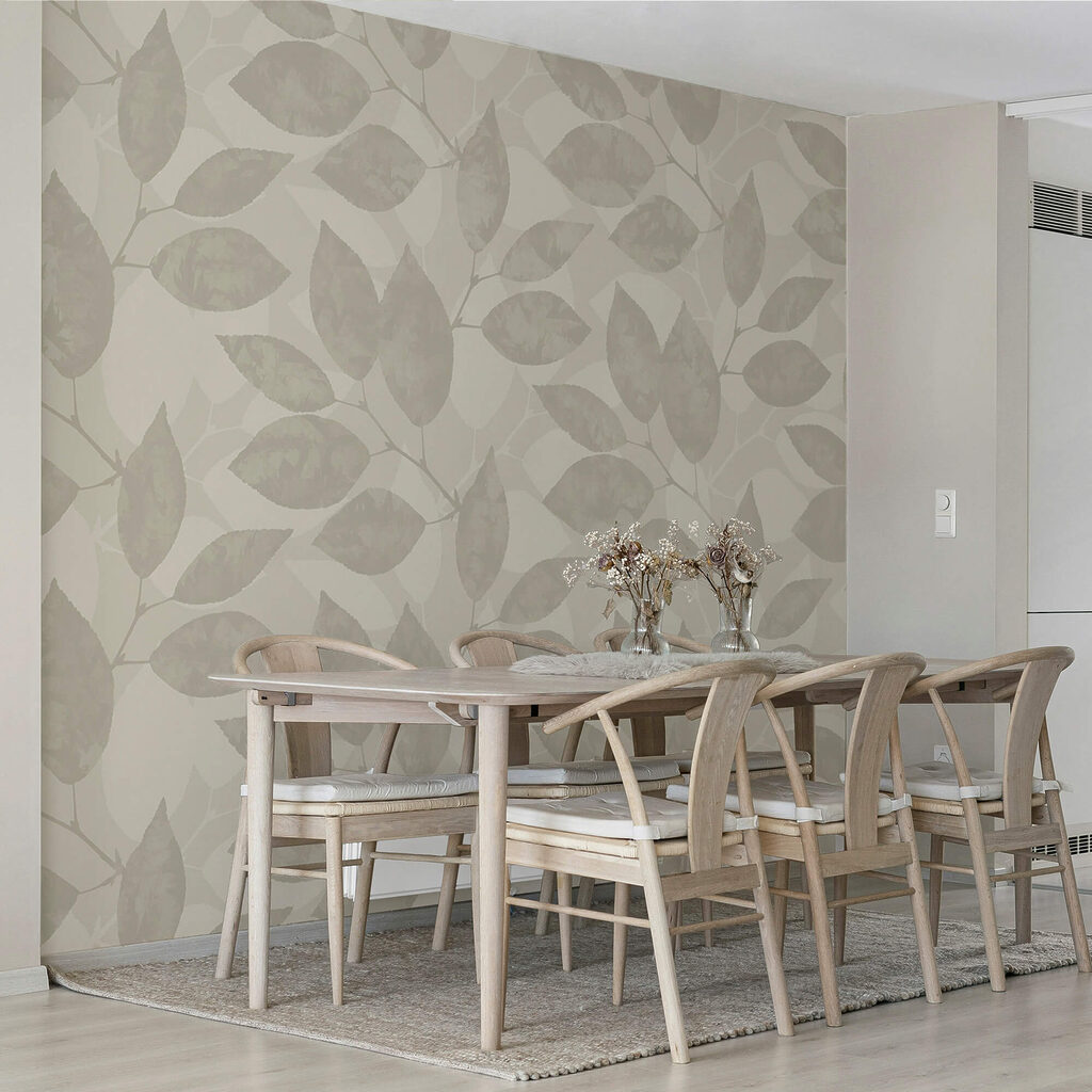 Wall murals Pattern of leaves on a white background Wall murals Pattern of leaves on a white background