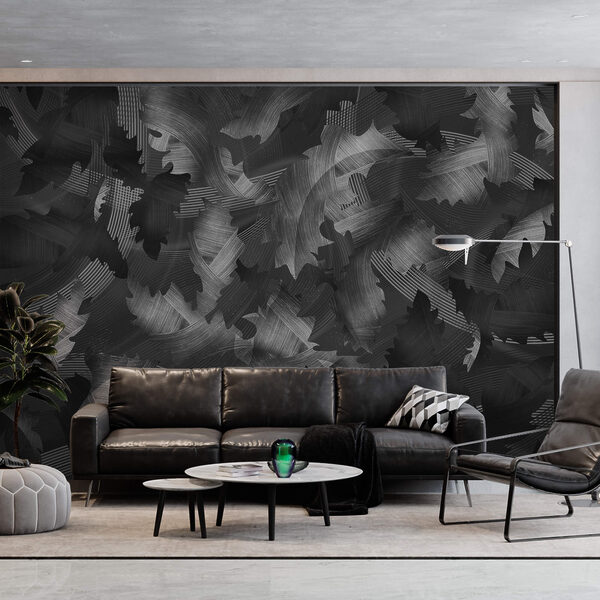 Fekete-fehér mintázat levelekkel