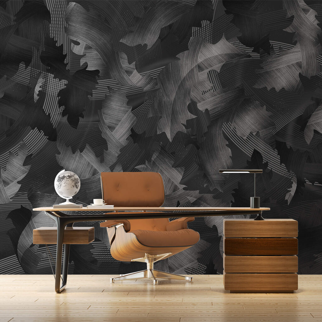 Fekete-fehér mintázat levelekkel