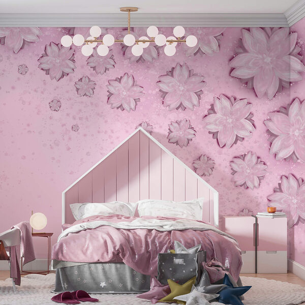 Rózsaszín háttér virágokkal