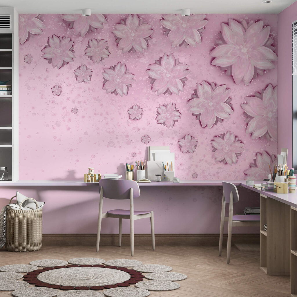 Rózsaszín háttér virágokkal