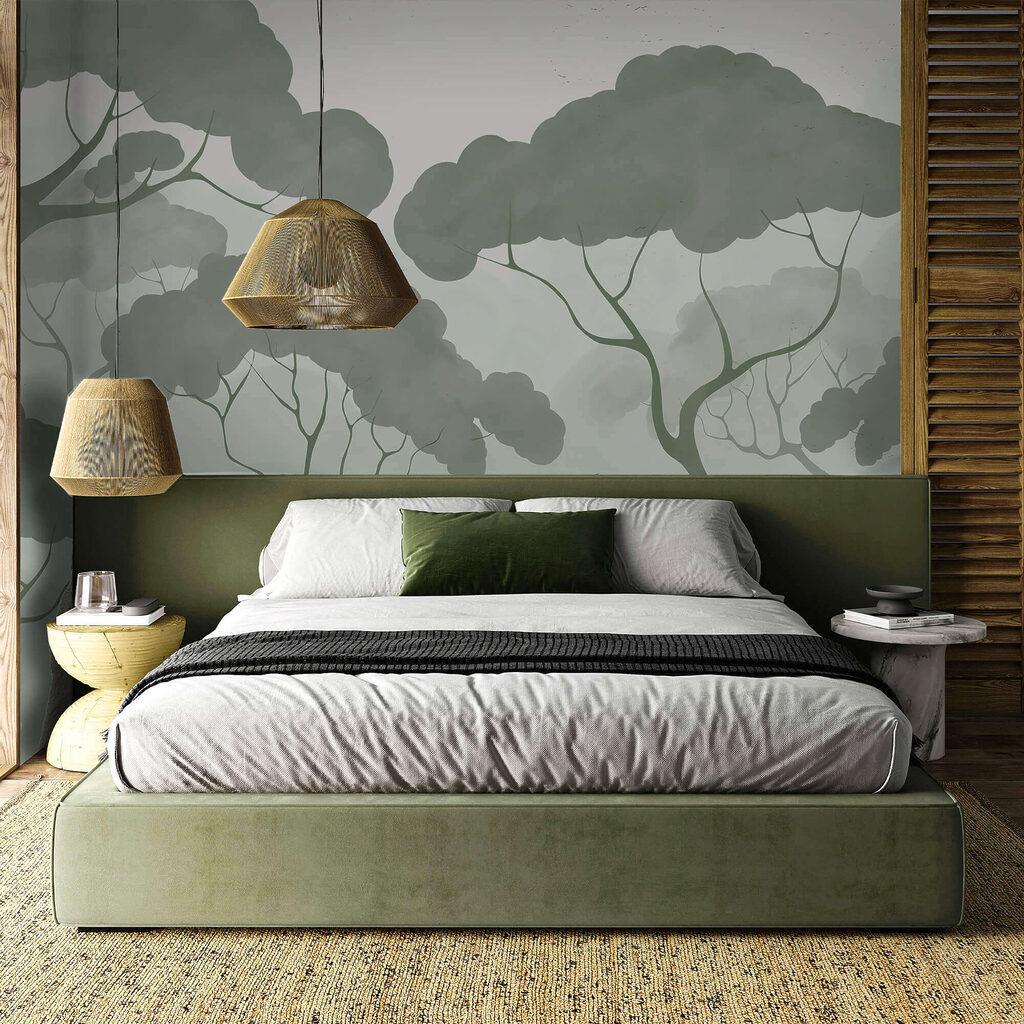 Zöld levelű fák csoportja