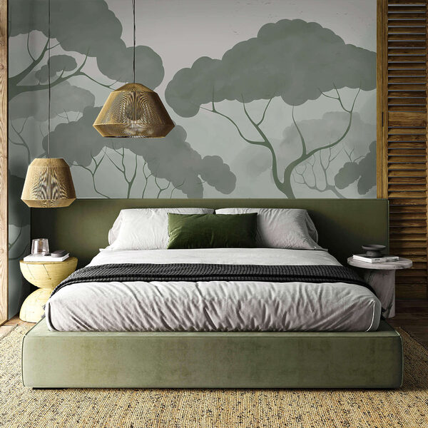 Zöld levelű fák csoportja