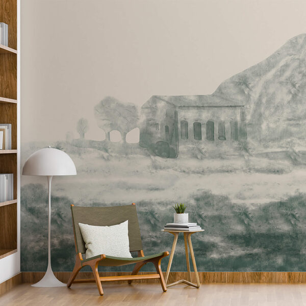 Fotótapéta Fotótapéta Épület és hegy festménye (Cikkszám: t00367v1)