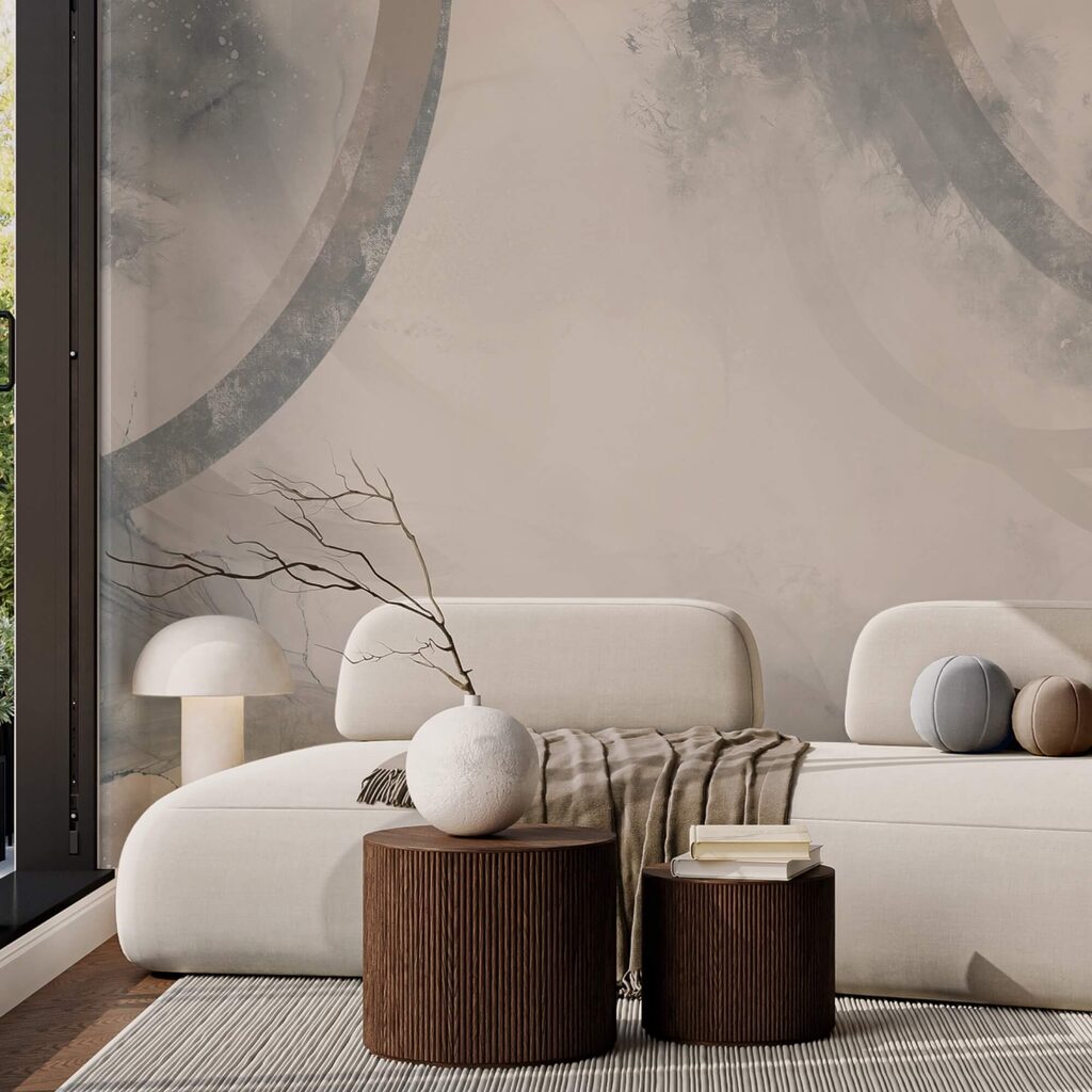 Fehér és szürke háttér fekete-fehér körökkel