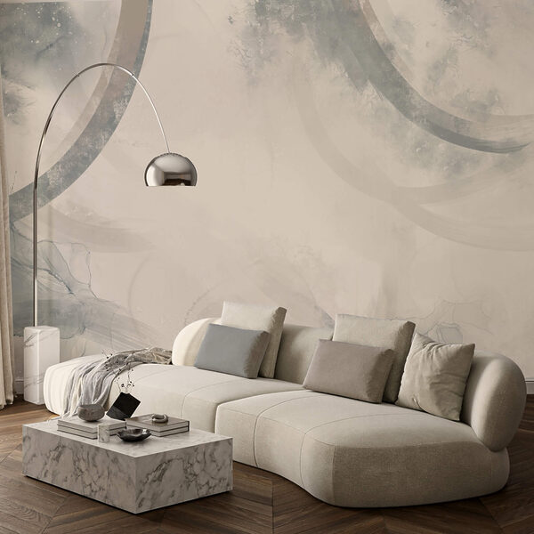 Fehér és szürke háttér fekete-fehér körökkel