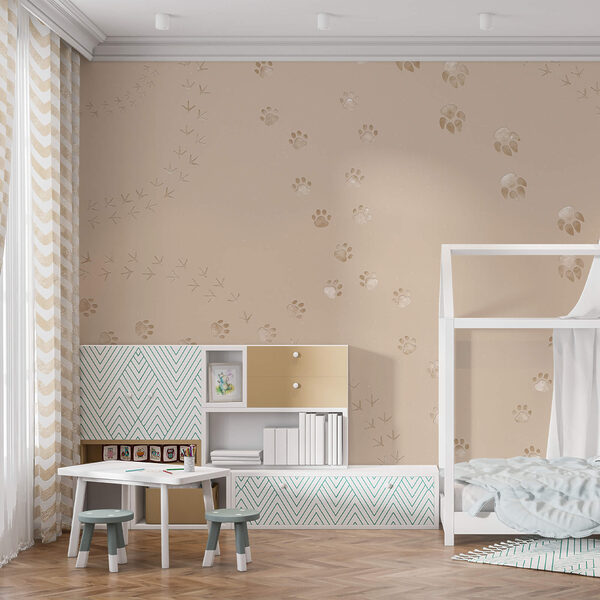 Fotótapéta Fotótapéta Mancsnyomok és madarak mintázata (Cikkszám: t00410)