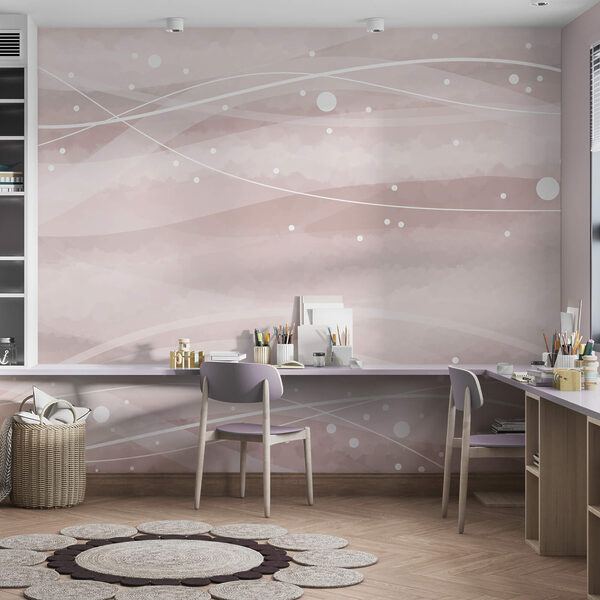 Fehér vonalak és pontok rózsaszín háttérrel