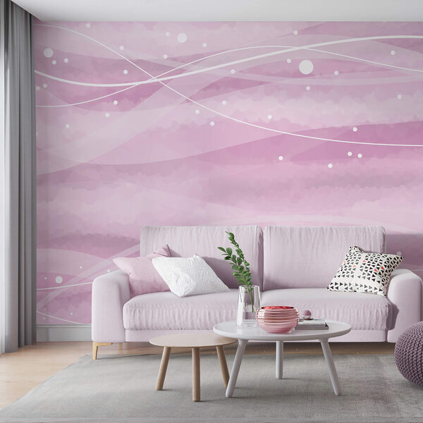 Rózsaszín háttér fehér vonalakkal és pontokkal