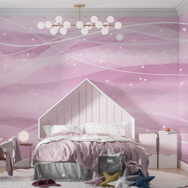 Rózsaszín háttér fehér vonalakkal és pontokkal