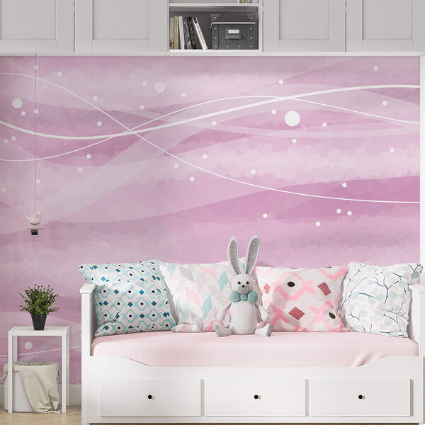 Rózsaszín háttér fehér vonalakkal és pontokkal