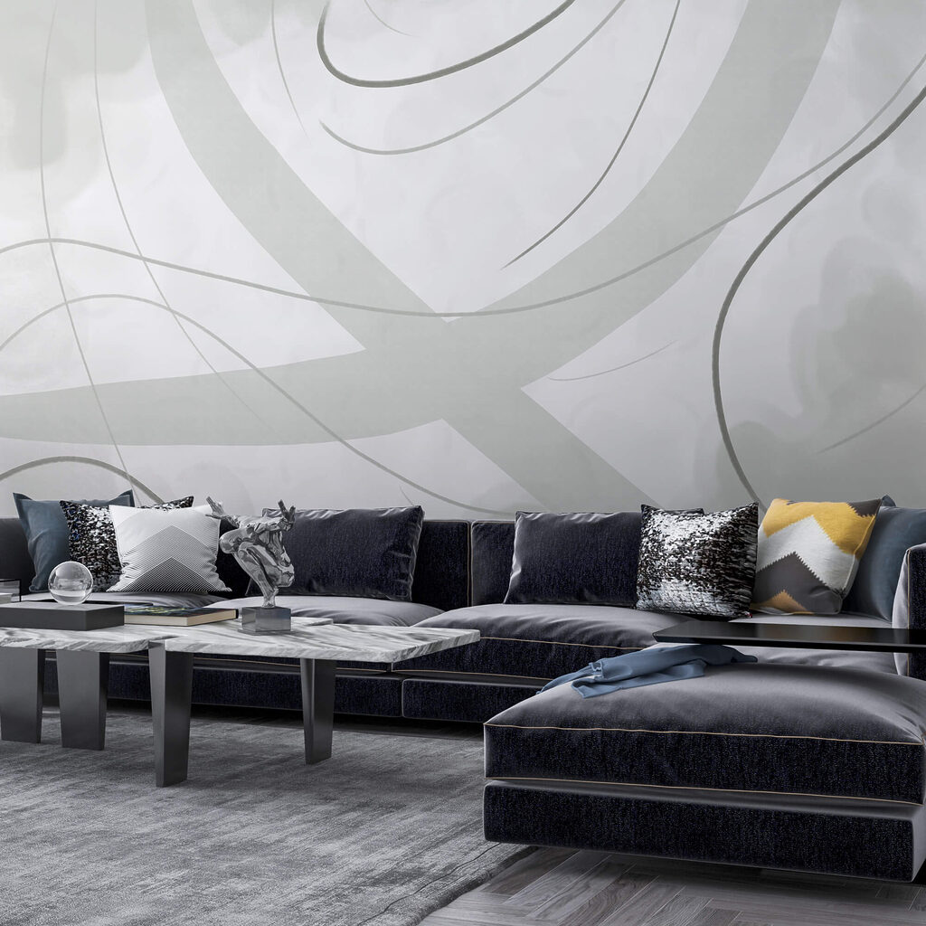 Fehér és szürke háttér vonalakkal és görbékkel