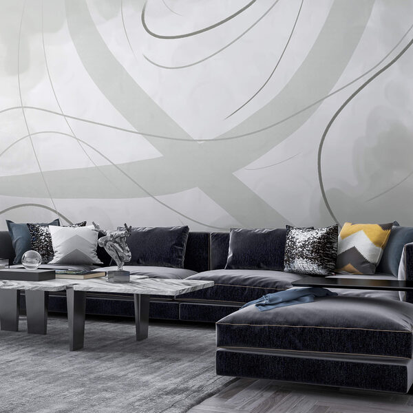 Fehér és szürke háttér vonalakkal és görbékkel