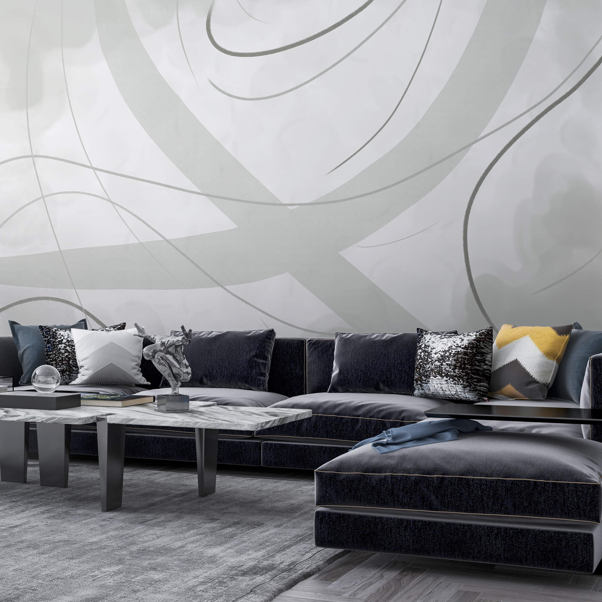 Fehér és szürke háttér vonalakkal és görbékkel