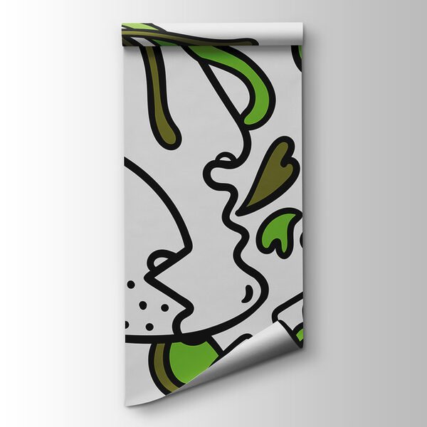 Faces intertwined with vibrant shapes