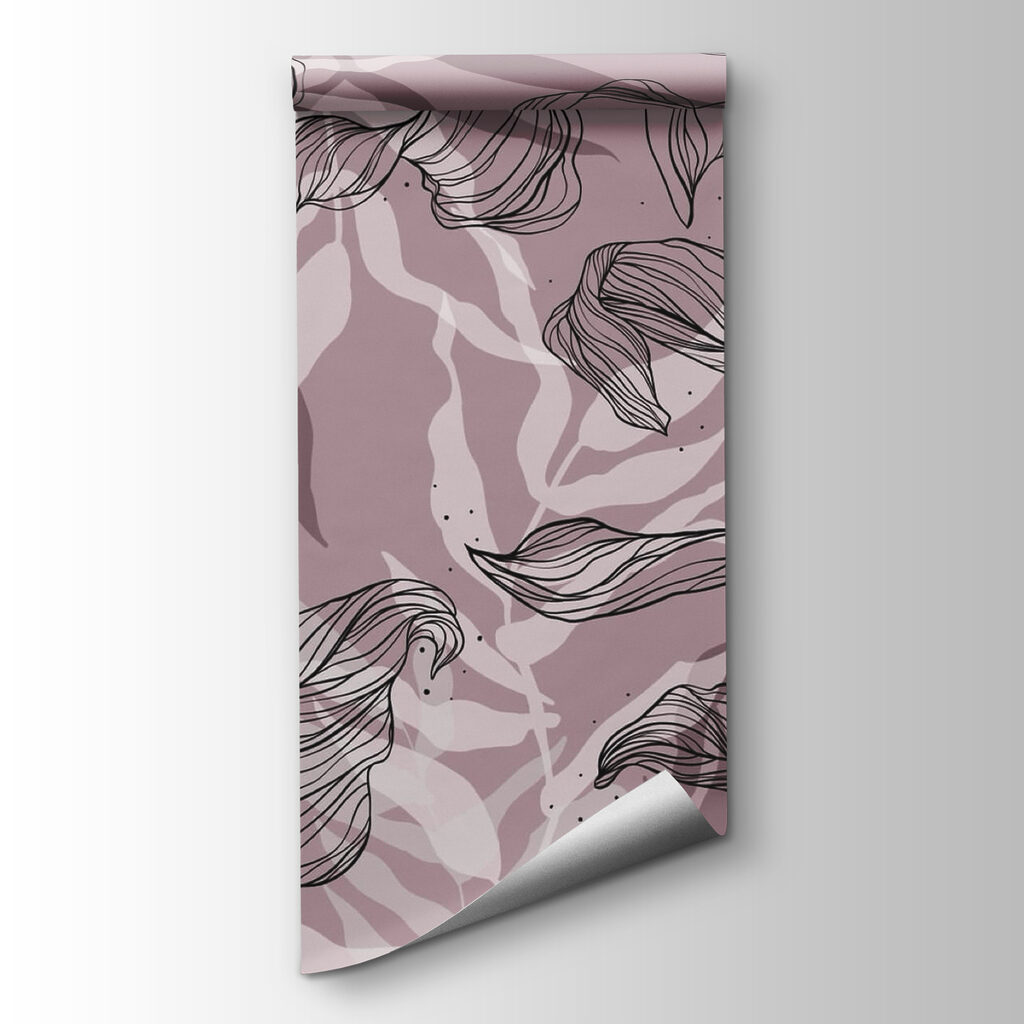 Drawing of leaves on a pink background