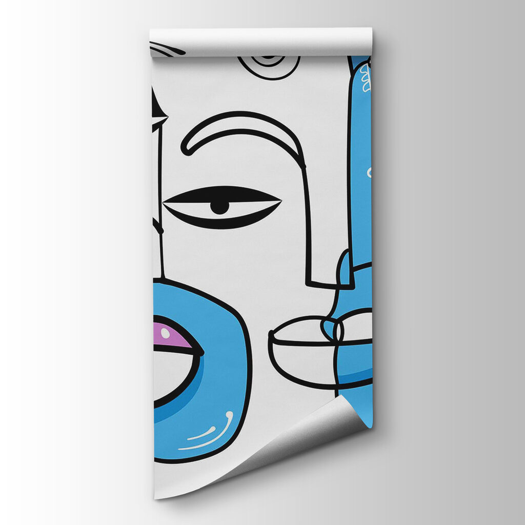 Group of faces drawn on a white background