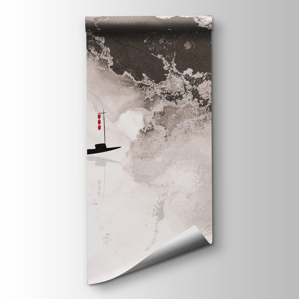 Silhouette of a man on a boat with a bird on it Silhouette of a man on a boat with a bird on it